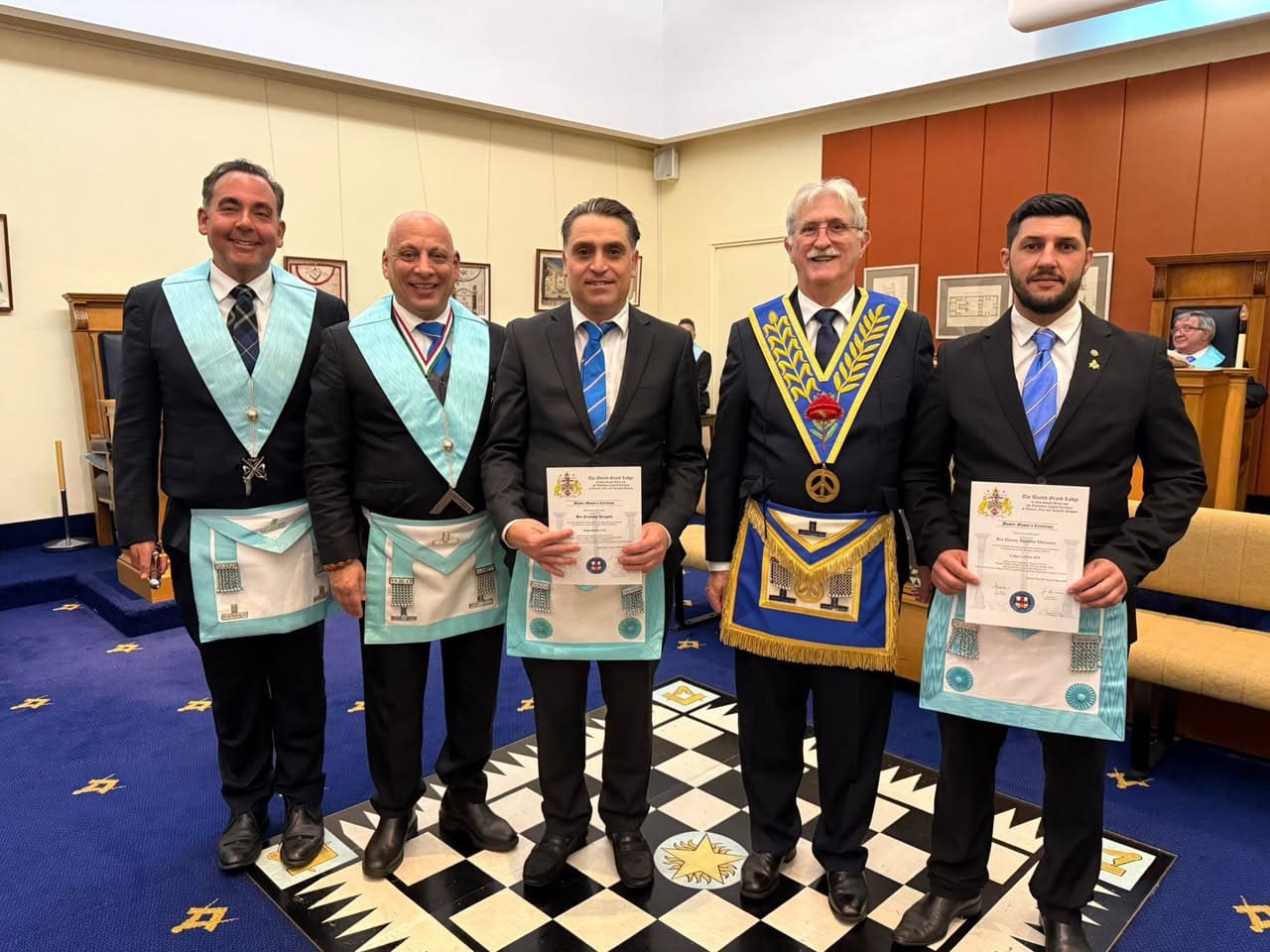 Five brethren with their certificates
