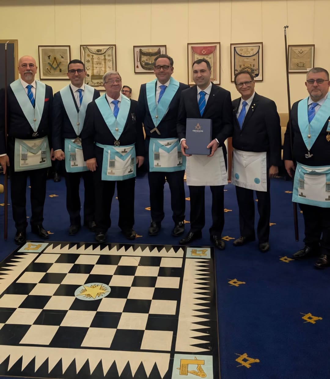 Brethren gathered in the lodge room at Past(a) Masters Night