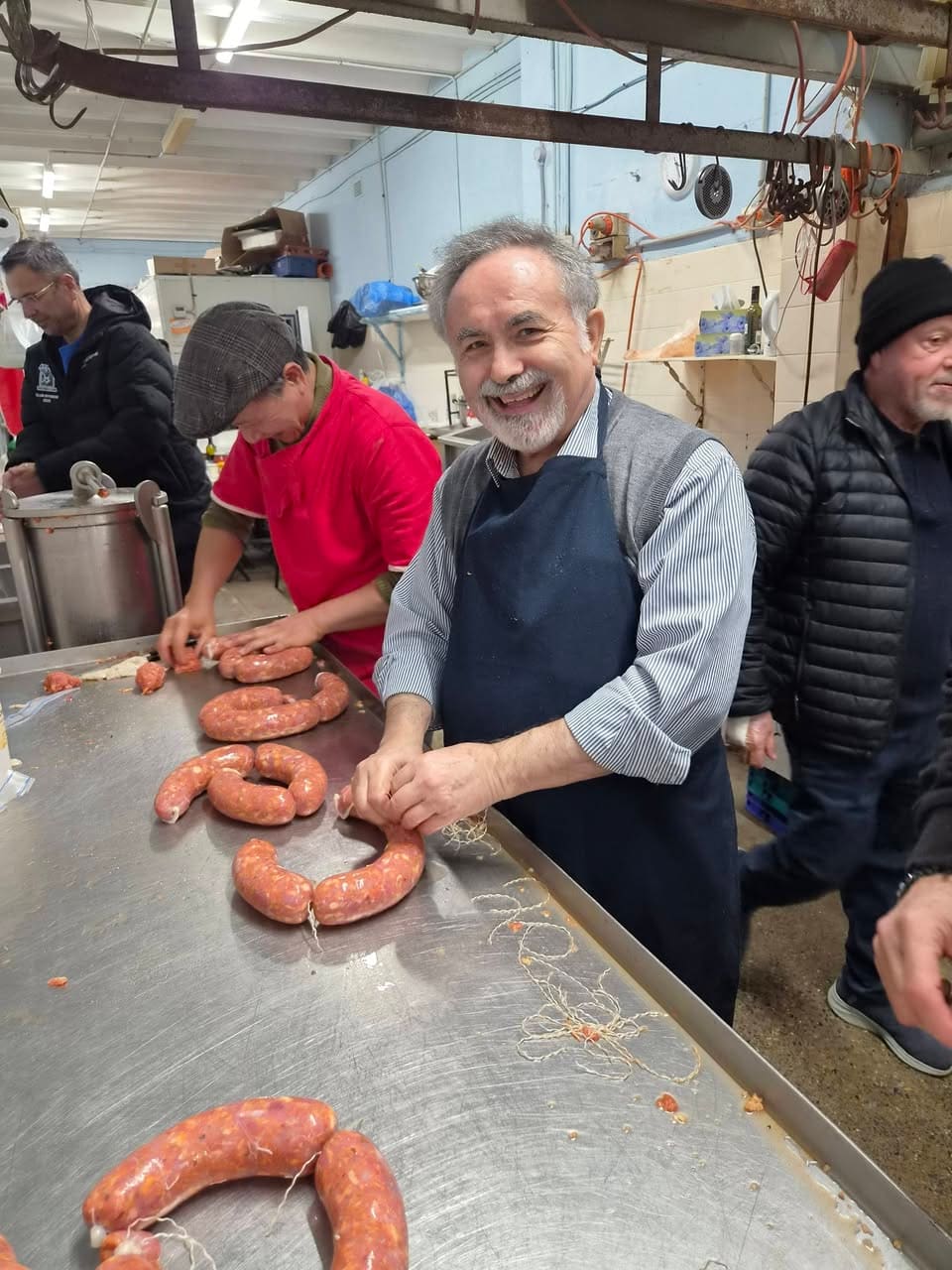Brethren making salami together